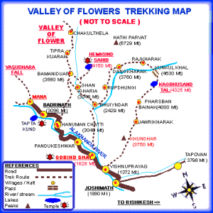 valley of flowers trek map